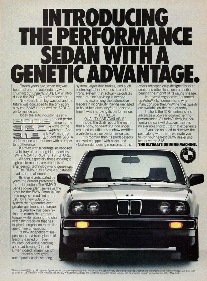 BMW-E30 318i Sedan-Vintage-Print-Magazine-Ad-BIMMERtips.com