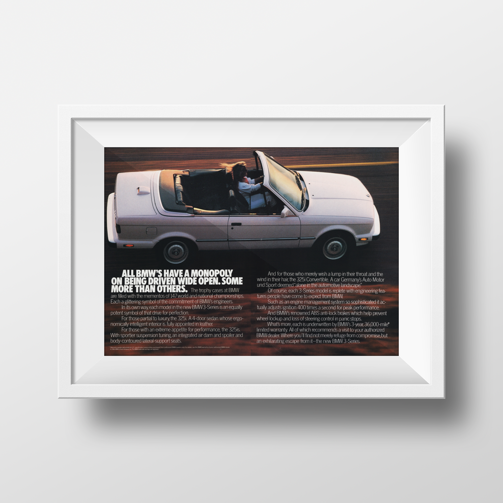 BMW-E30 All BMW's Have a Monopoly-Magazine-Ad