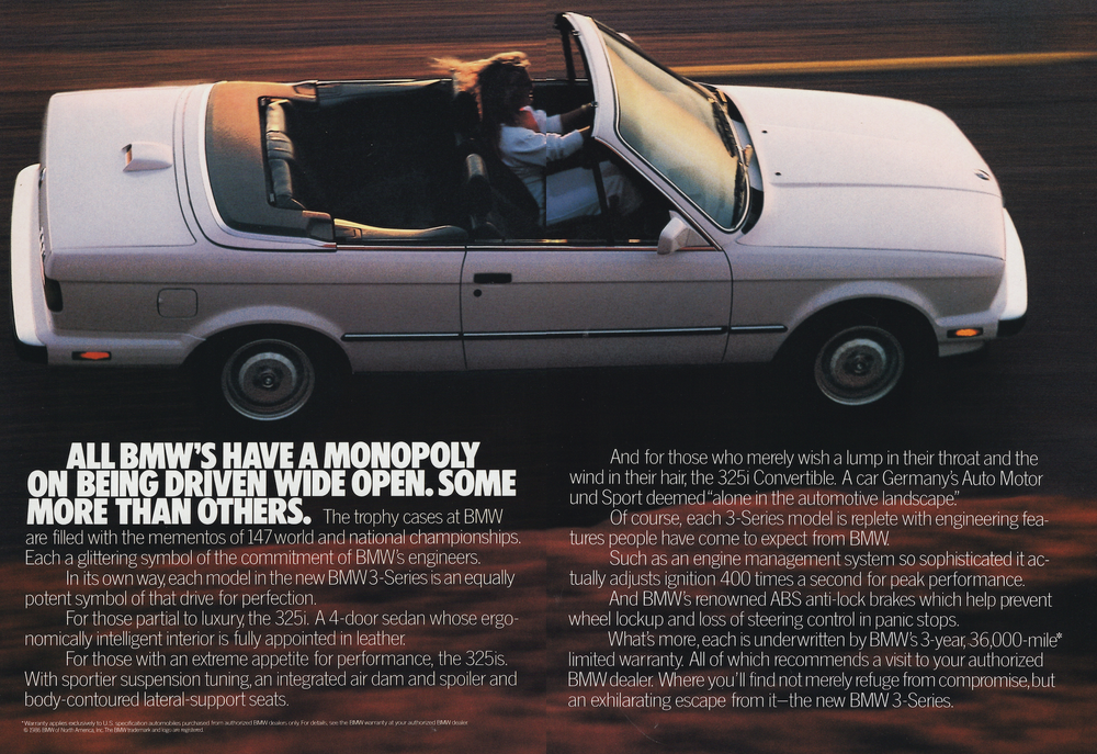 BMW-E30 All BMW's Have a Monopoly-Magazine-Ad