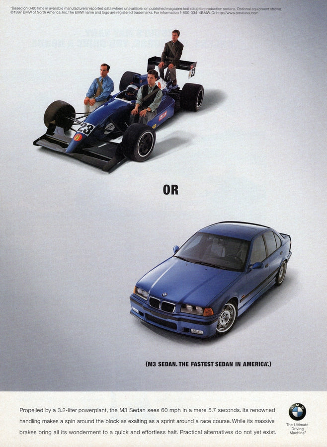 BMW-E36 M3 Fastest Sedan in America-Vintage-Print-Magazine-Ad-BIMMERtips.com