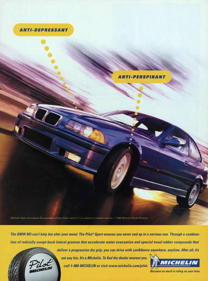 BMW-E36 M3 Michelin-Vintage-Print-Magazine-Ad-BIMMERtips.com