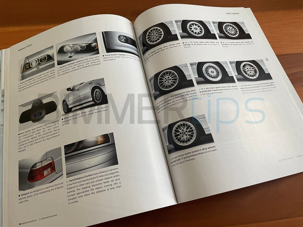 Original print 2001 BMW E39 5 Series dealership sales brochure 525i 530i 540