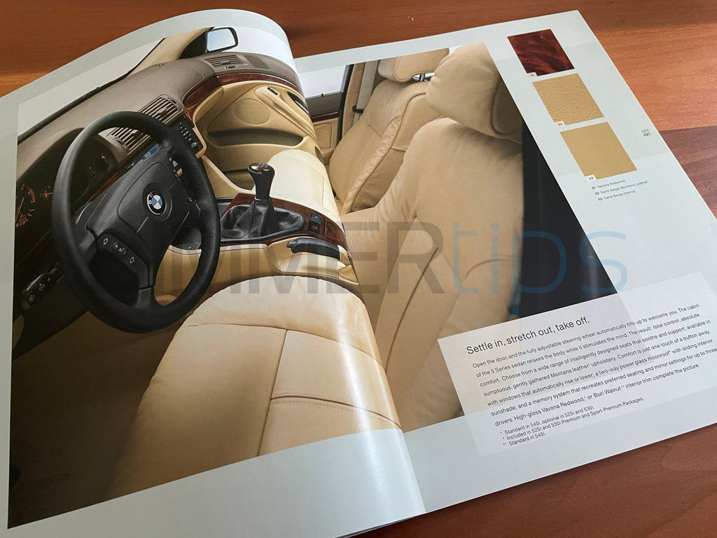 Original print 2001 BMW E39 5 Series dealership sales brochure 525i 530i 540