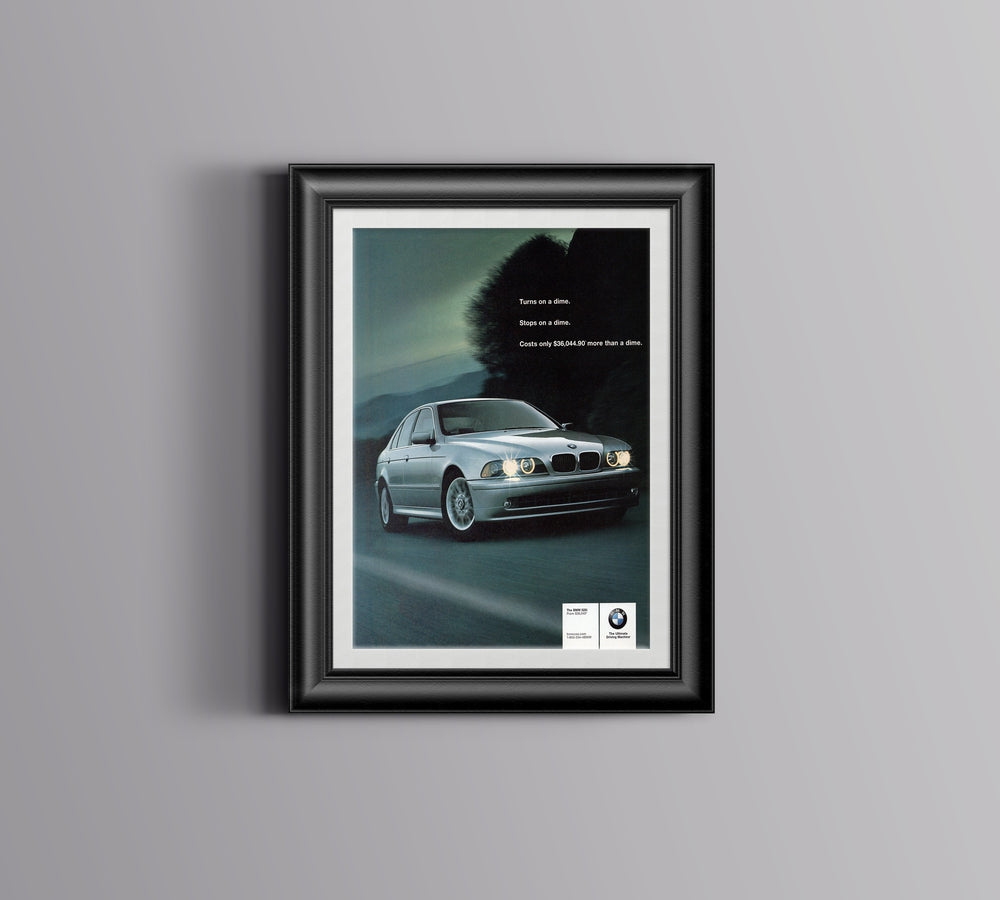 BMW-E39 Turns on a dime. Stops on a dime.-Magazine-Ad