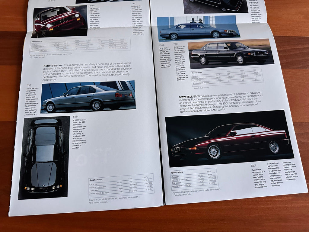 BMW-Model Range, 1991 Foldout-Dealership-Sales-Brochure