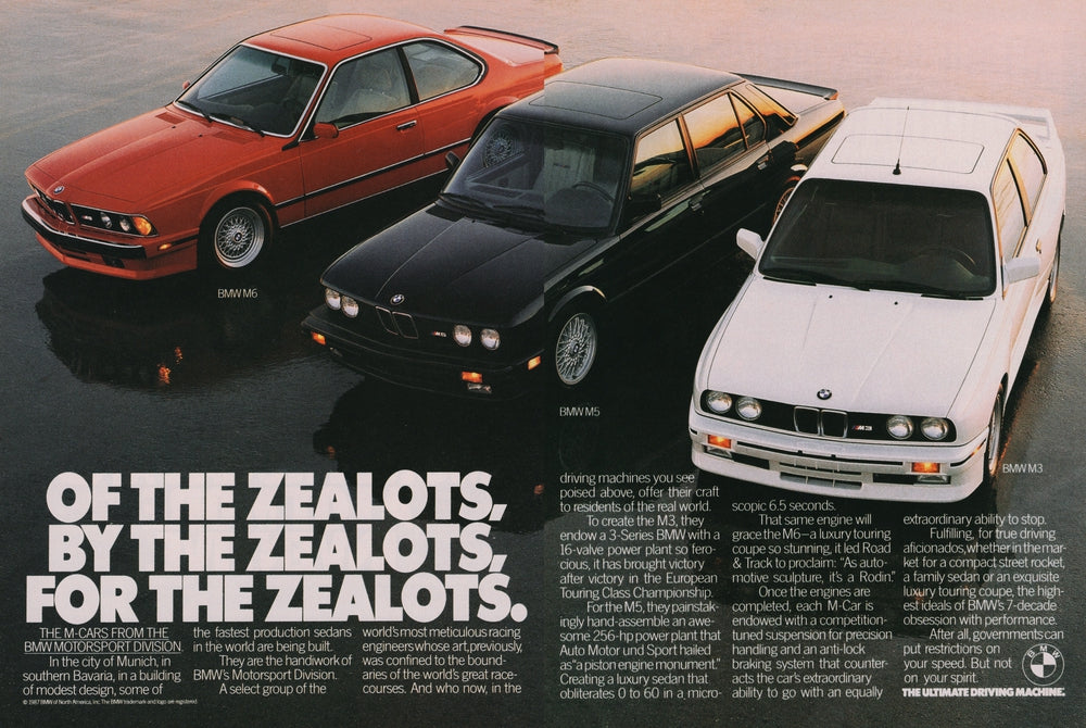 BMW E30 M3, E28 M5, E24 M6 Of the zealots Vintage Magazine Print